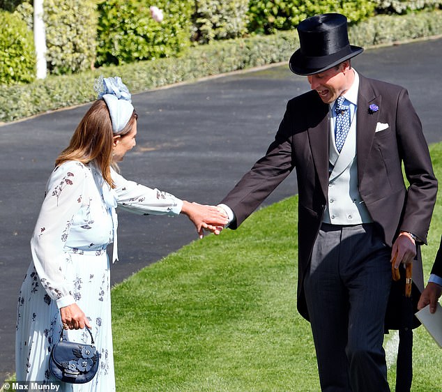 William offers to help mother-in-law Carole Middleton after she gets her heel stuck in the grass at Royal Ascot in June