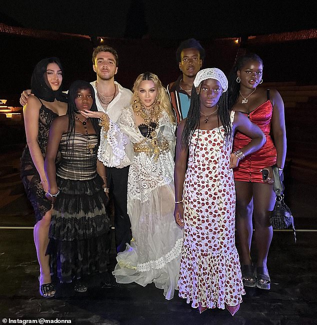 The post included a sweet family photo of Madonna with her children, Lourdes Leon, Rocco, David Banda, 18, Mercy, 18, and 11-year-old twins Stella and Estere