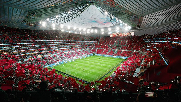 The stadium, designed by Populous, can accommodate 115,000 spectators and can host the 2030 World Cup final