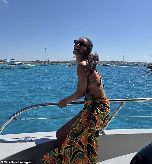 The TV presenter, who married the Scottish DJ, 40, in 2023, enjoyed a well-deserved break on the Spanish island, where she enjoyed a relaxing day on the boat