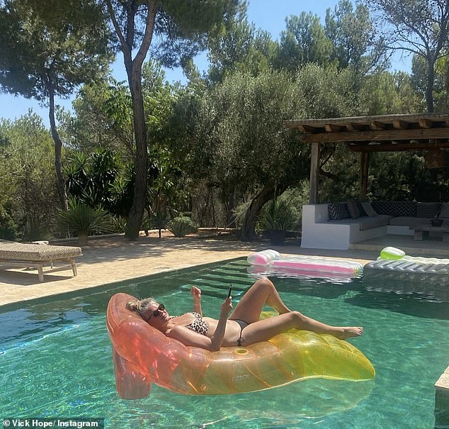 She also gave her followers a glimpse of their luxurious villa when she shared a photo of her friend sunbathing on a float in a large outdoor pool