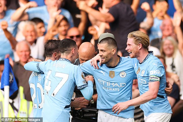 Chelsea were defeated by Man City at Stamford Bridge on Sunday evening, with Mateo Kovacic (second from right) scoring against his former club