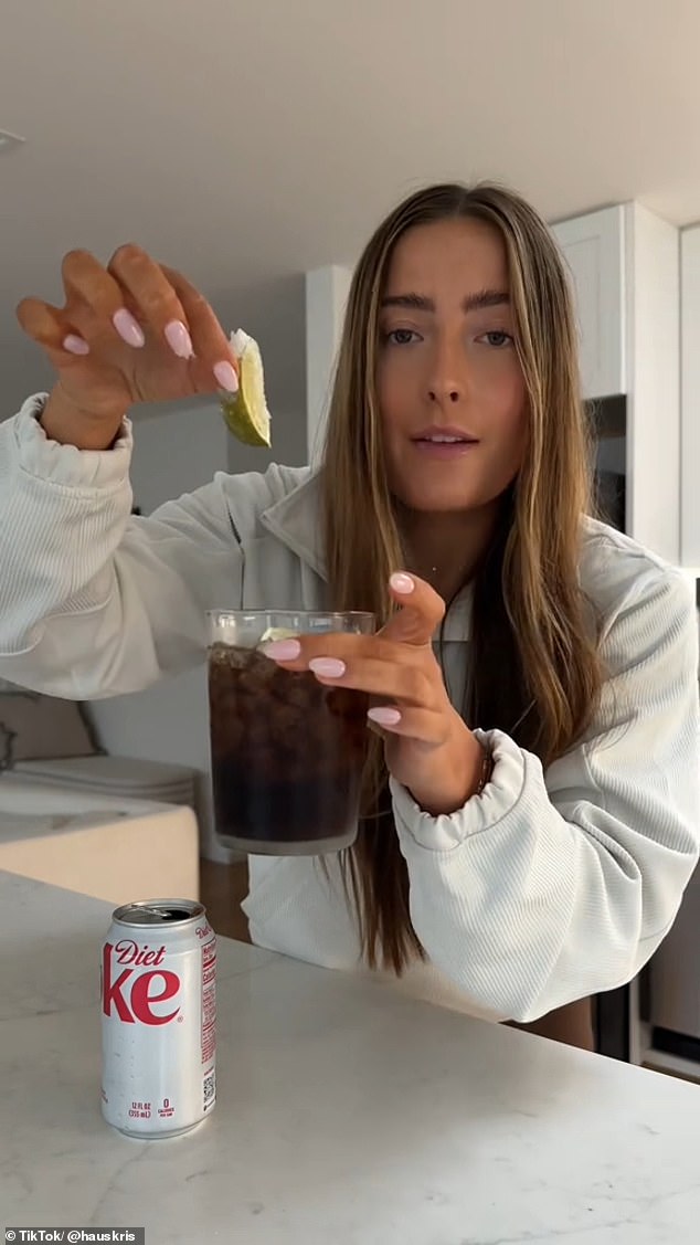 Pictured: A creator has racked up millions of views for the perfect 'afternoon diet cola' recipe, revealing a lengthy process for creating the perfect afternoon drink