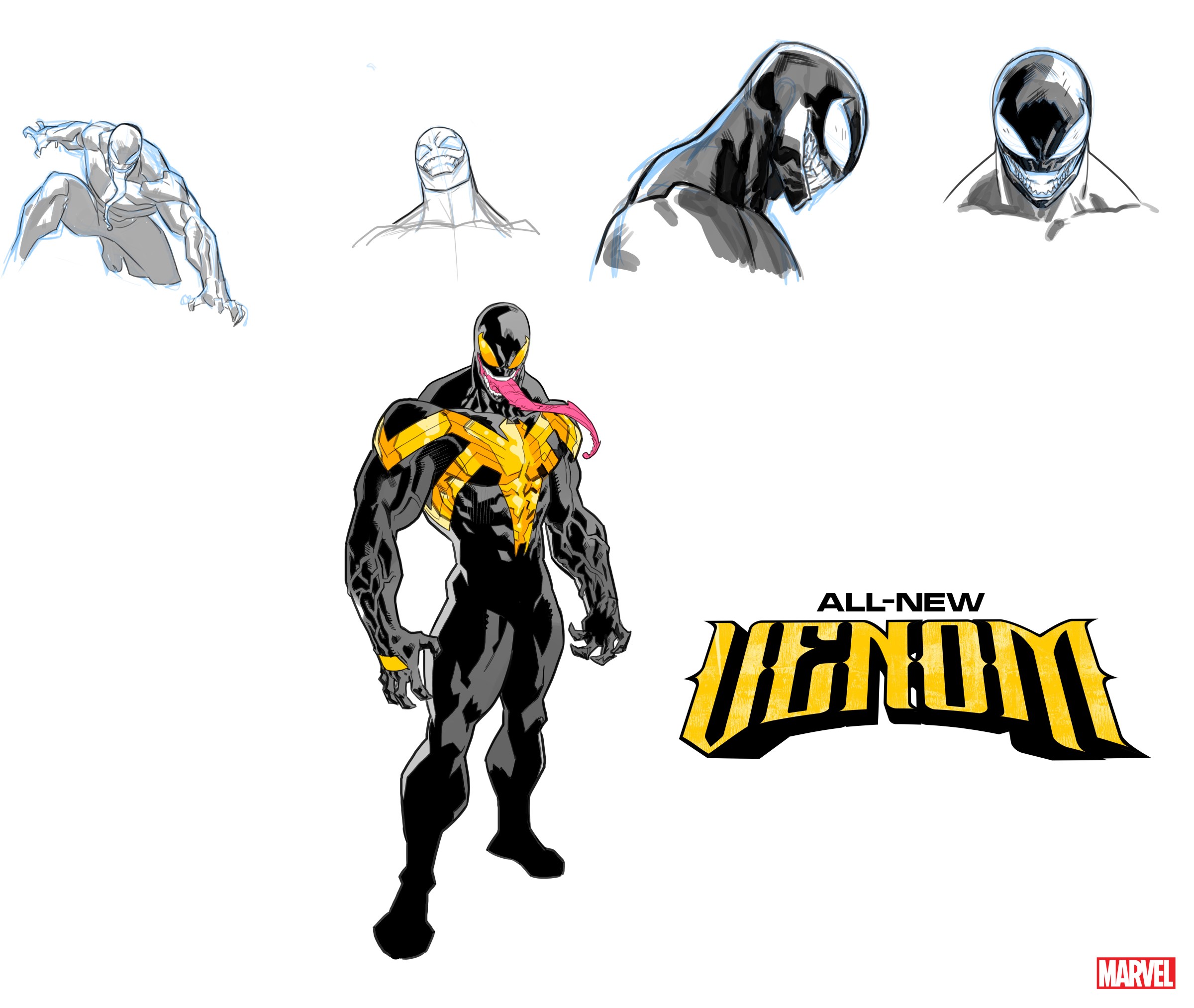 Character sketches and facial models for the new Venom