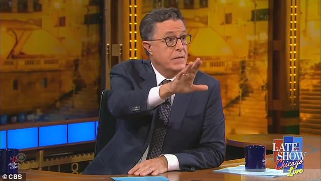 After the final interruption by protesters at the end of the show, Colbert finally gets a little tougher on them, saying, 