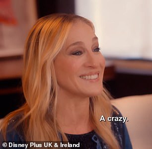 The explosive trailer, which was released on Wednesday, features a selection of the series' celebrity contributors, who themselves have appeared on the iconic magazine cover (pictured: Sarah Jessica Parker)