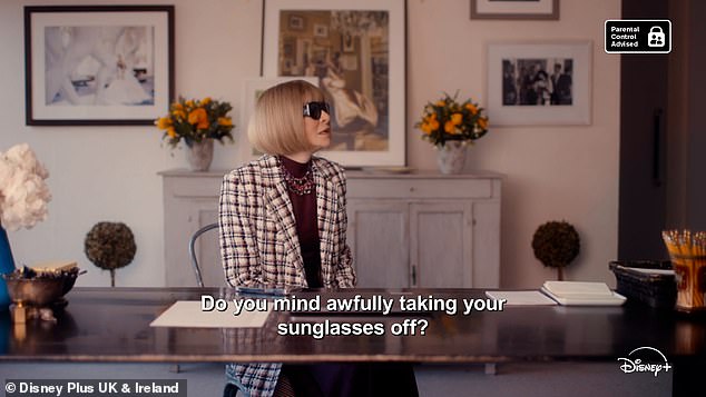 As the trailer begins, an interviewer asks Anna, “Do you mind if you take off your sunglasses?” before the fashion queen quickly responds, “No, I’m going to wear them.”