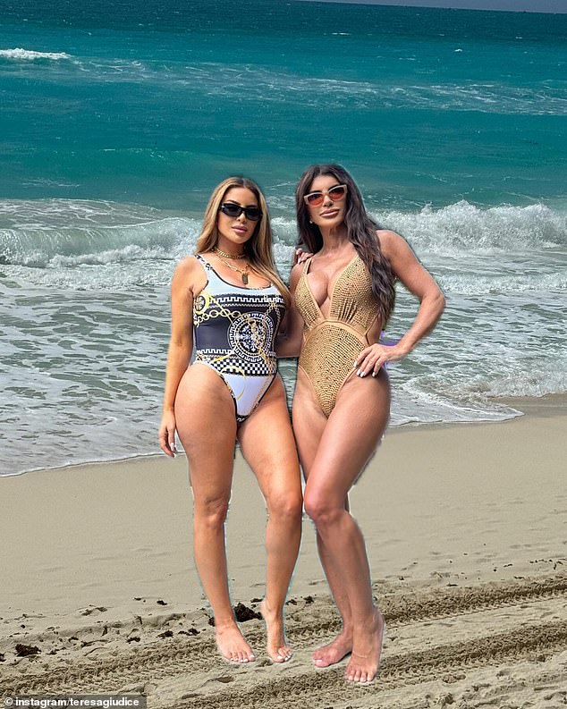 It was also the same photo Teresa used to wish Larsa Pippen a happy 50th birthday in a photoshopped beach photo