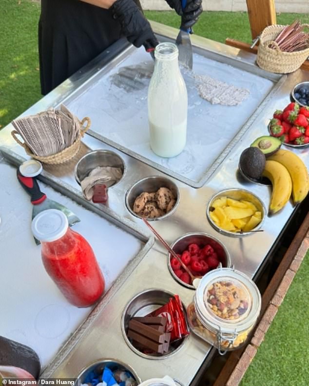 Videos shared on social media also showed clips of fruits being cut into pieces to be used in the sweet treat and later mixed with dairy products.