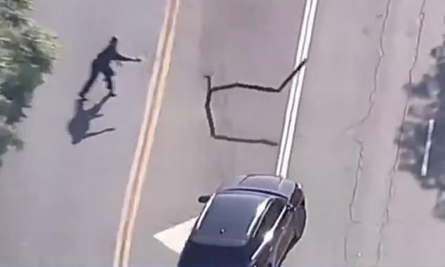 Footage captured the moment police ended the chase by throwing a spike strip in front of Gale's vehicle's tires