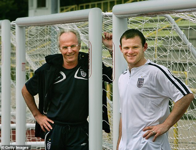 England striker Wayne Rooney, right, with his then manager Sven-Goran Eriksson, left, during an England training session in Baden-Baden during the 2006 World Cup in Germany