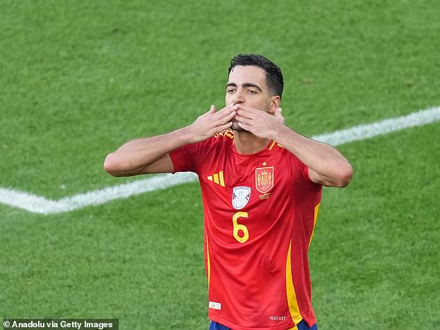 The 28-year-old midfielder Merino was part of the Spanish squad that won the 2024 European Championship this summer