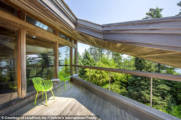 Schildroth drew inspiration for the house from the late Frank Lloyd Wright, an American designer, architect, teacher and writer. (Pictured: an outdoor terrace)