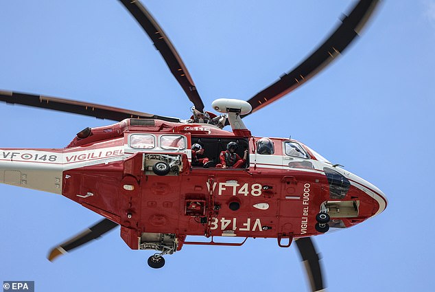 Yesterday a fire brigade helicopter flew through the air above Porticello as the search was underway