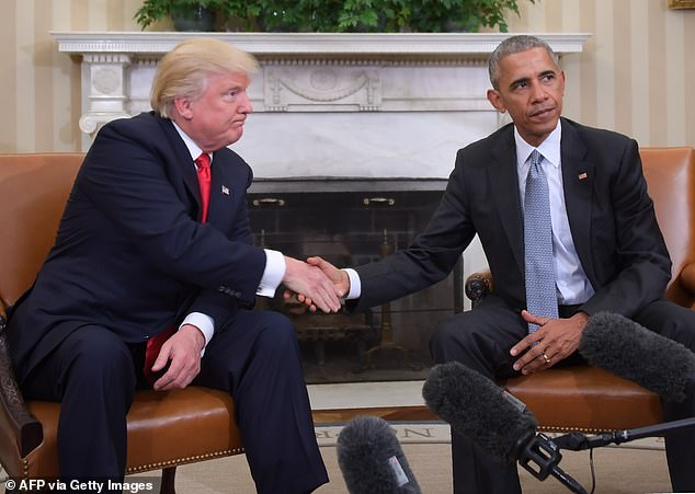 Trump and Obama have long had a frosty relationship. They are seen here at the White House during the transition period after Trump won the 2016 election and before Obama left office.