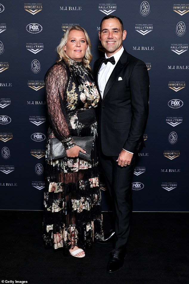 Smith, 41, retired just months after winning a championship in 2020, but his lack of remorse for Melbourne's salary cap avoidance during his successful career continues to irk many fans (pictured with wife Barbara at the Hall of Fame gala)