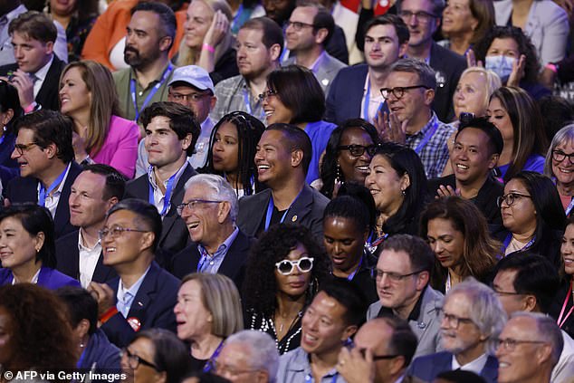 Members of the audience laughed at some of his flat jokes