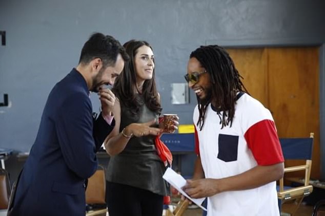 Ashley Spillane (center) and Lil Jon (right) work on the Rock the Vote 'Turn Out For What' music video in 2014