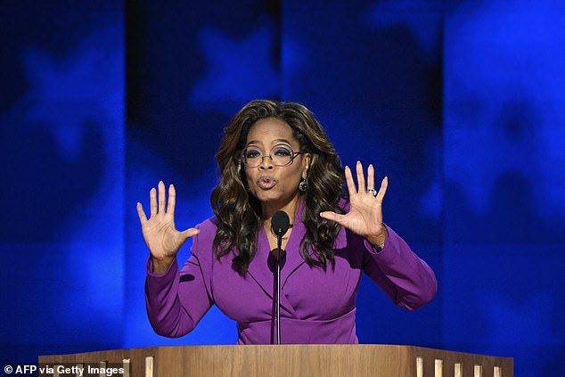 Oprah Winfrey sang the name of Democratic nominee, Vice President Kamala Harris, at the end of her speech at the Democratic National Convention, in typical Oprah style