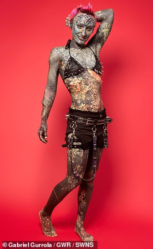 Esperance Fuerzina (pictured), 36, of Bridgeport, Connecticut, has now officially been named the most tattooed woman ever