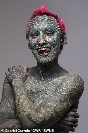 Her 89 body modifications break the previous record, held for more than 10 years by Maria José Cristerna, who had 40 modifications