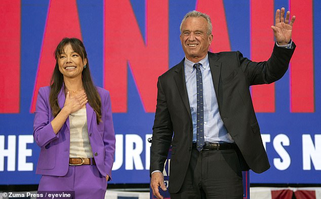 Nicole Shanahan (left), the running mate of Robert F. Kennedy Jr. (right), revealed in a podcast this week that the independent is considering throwing in the towel and endorsing former President Donald Trump.