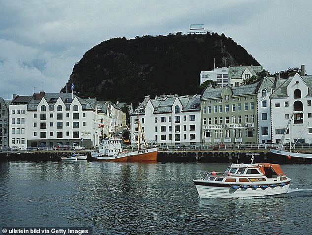 Martha and Durek rented the garden of Hotel 1904 for their party in the picturesque coastal town of Alesund (pictured)