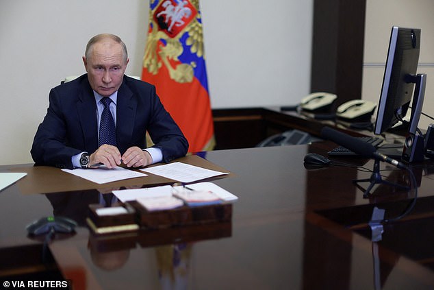 Vladimir Putin (pictured) accused Ukrainian troops of attacking a nuclear power plant