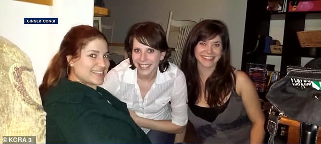 Peterson, center, is pictured with her two sisters, who also helped search for her in the months following her disappearance.