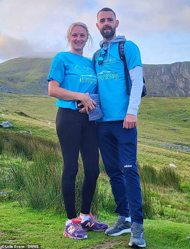 After receiving the shocking diagnosis, the family, pictured Leila and Mark Evans on Mount Snowdon, contacted the charity Sarcoma UK for information and support