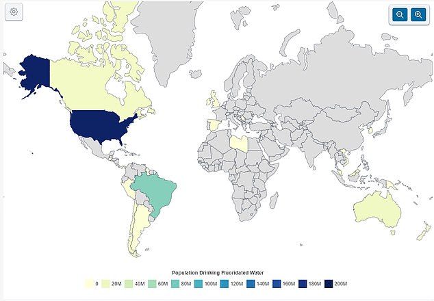 Data from the National Population Review for the year 2024 shows that far more counties in the US fluoridate their water than any other country in the world.