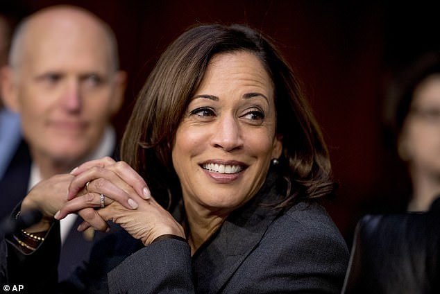 Sen. Kamala Harris, D-Calif., appears before a Senate Homeland Security Committee hearing on Capitol Hill