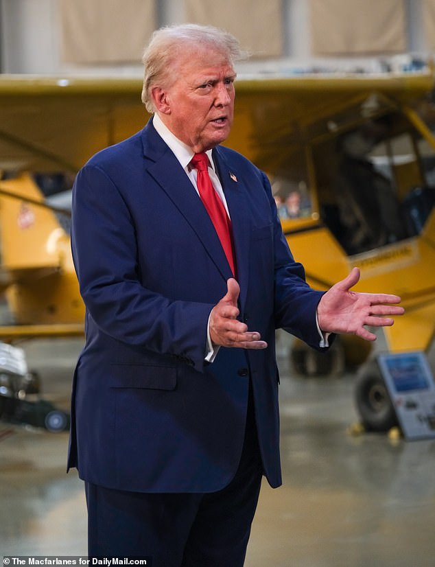 Trump spoke to DailyMail.com on Wednesday at the North Carolina Aviation Museum