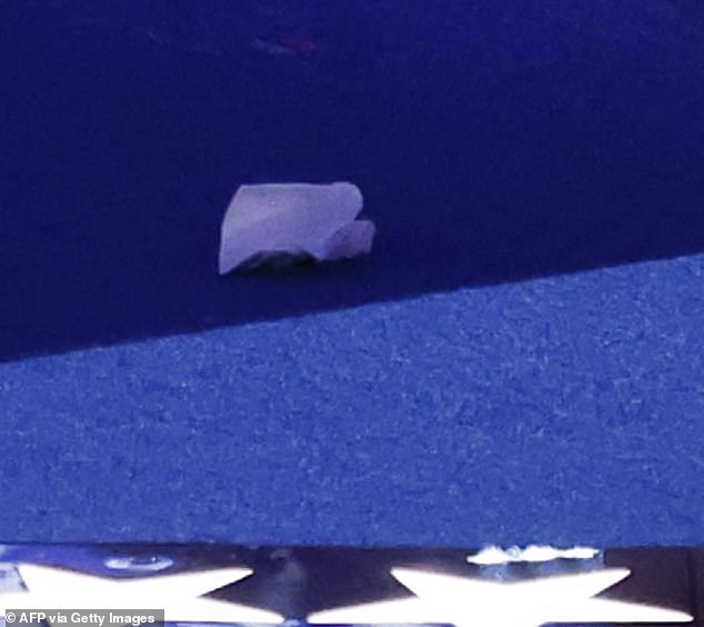 Online detectives tried to get to the bottom of the mystery of the Democratic National Convention. Here's a zoomed-in shot of the item left on stage