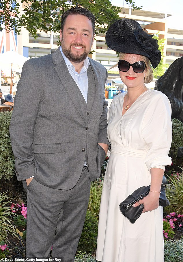 Jason married his second wife, Lucy Dyke, in 2017 and they have two children together (pictured in 2022)