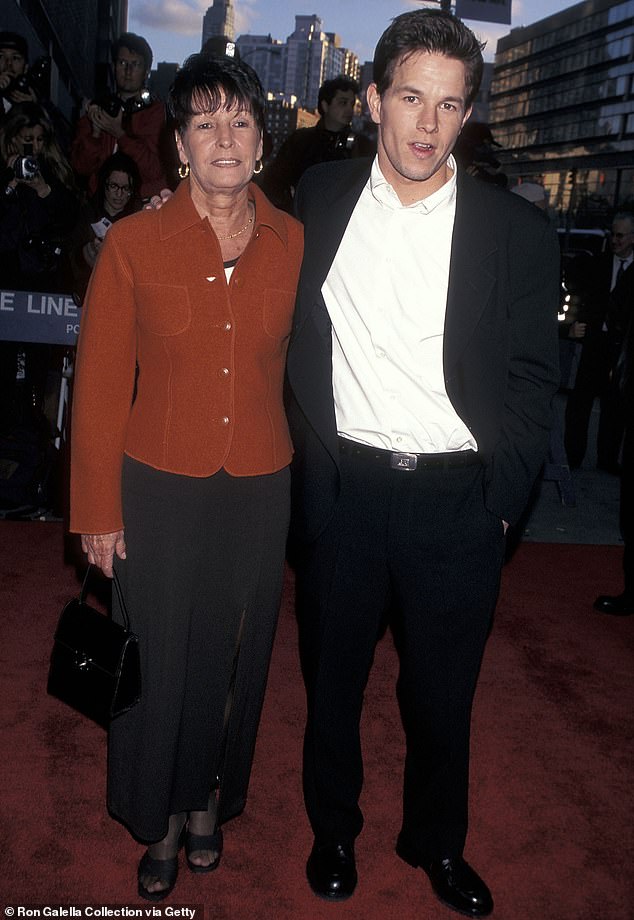 Mark and his mother Alma are pictured at the premiere of the film Les Misérables in New York in 1998, a year before The Perfect Storm was filmed.