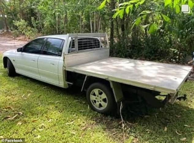 Police believe he was driving a white Holden Crewman pick-up with a metal box and Queensland registration number 403KA2 (pictured).