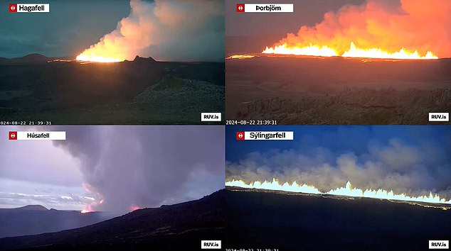 According to local news reports, a strong earthquake began around 8:30 p.m. today, followed by an eruption near the town of Grindavik around 9:30 p.m.