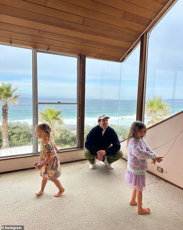 They've set up an Instagram page to keep their fans updated on the massive renovation project (their daughters Marlie-Mae, five, and Lola, three, are pictured outside the house)