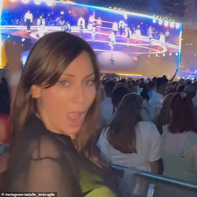 The iconic Australian singer, 49, took to Instagram to reveal she was in the VIP box last Friday night, sharing a carousel of happy photos and videos