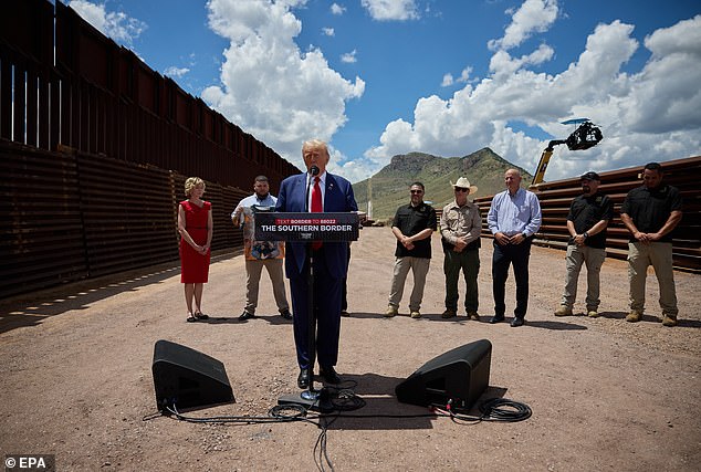 Victims of migrant-related crime, local law enforcement officers and former Border Patrol agents also spoke during the border speech