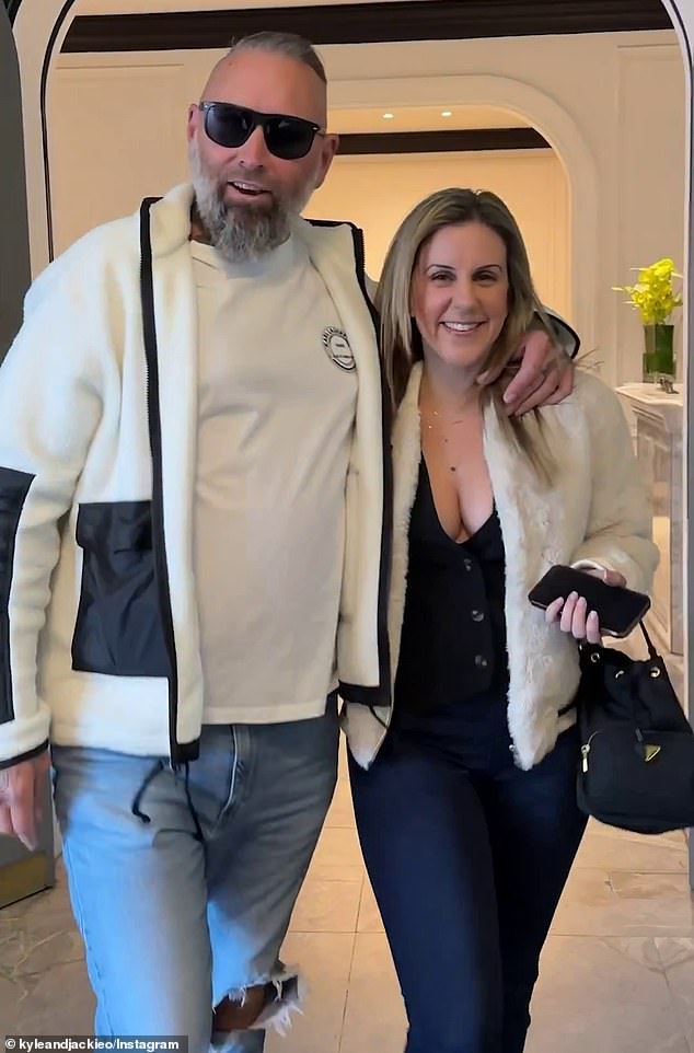 Radio stars Kyle, 53, and Jackie, 49, discussed the upcoming ceremony on The Kyle and Jackie O Show on Friday, when they announced the date. Pictured: Chris Sandilands and his fiancée Nat Bartolo