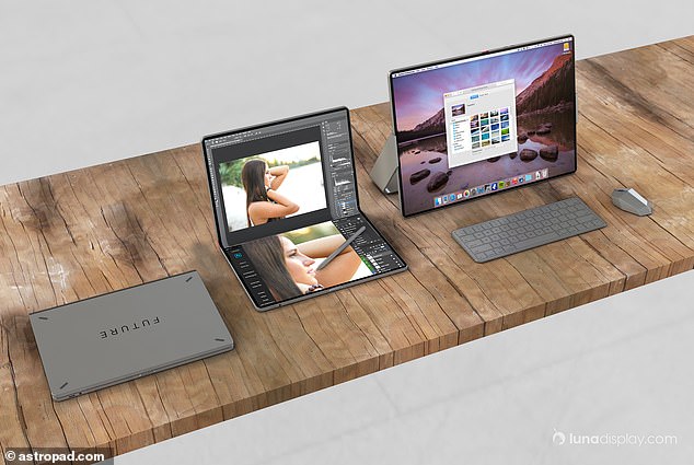 The foldable MacBook could now hit the market in early 2027 or even as late as 2028. Pictured: Rendering of what the foldable MacBook could look like