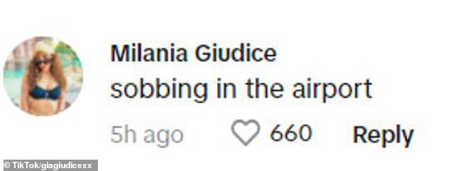 In the comments on the post, Milania wrote that she was 'crying at the airport'