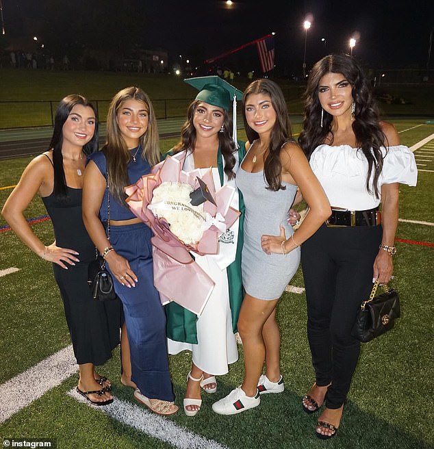 Teresa and her four daughters pictured at Milania's high school graduation ceremony