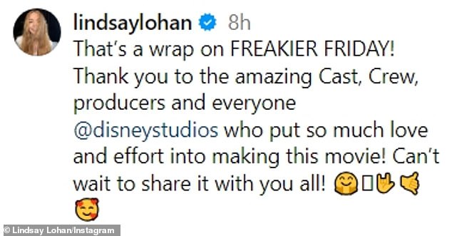 Lohan, who reprises her role as Anna, shared in her Instagram post about all the 