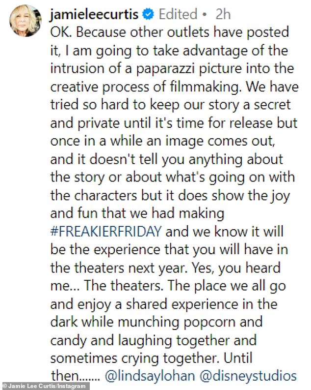 The legendary Scream Queen spoke about the 'joy and fun' they had making the sequel to Freaky Friday, after a gap of more than twenty years between the two films