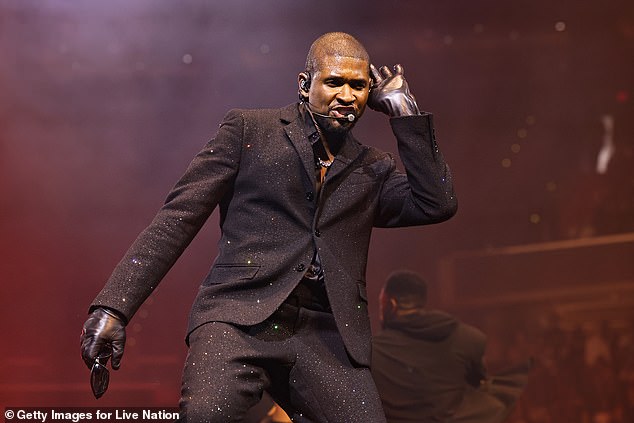 Usher is currently on his Past Present Future tour; pictured last month in Washington, DC