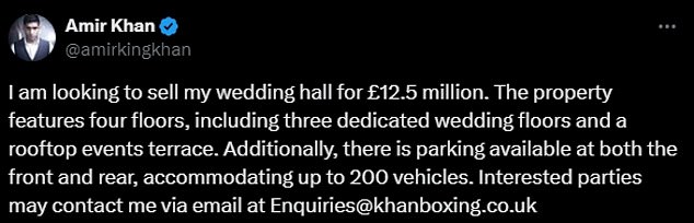 Khan's venue has three wedding floors and can accommodate up to 200 vehicles