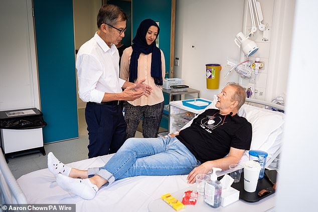 Mr Racz received six injections, five minutes apart, at University College London Hospital (UCLH) on Tuesday. Each jab contained different strands of RNA. He will now receive the vaccine every week for six weeks, before receiving it every three weeks for 54 weeks